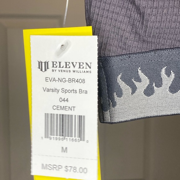 EleVen by Venus Williams varsity sports bra cement Gray with Flames Medium NWT - Picture 5 of 6